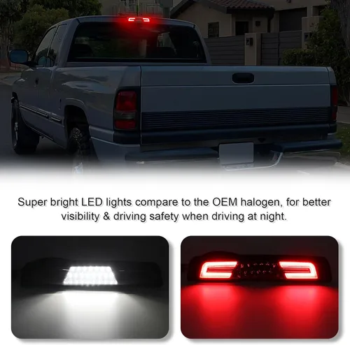 Vista 2 de Luz de freno LED de reemplazo para tercera luz para Ram 1500 1994-1997 y 1999-2001 / Ram 2500 3500 1994-1997 y 1999-2002, luz de carga de alto lente