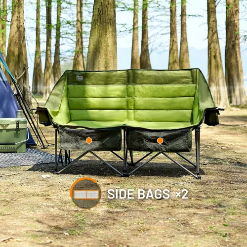 Vista 7 de Timber Ridge Silla de Campamento Doble, Sofá de Campamento Plegable para Exteriores de Servicio Pesado, Sillas de Campamento Loveseat Perfectas