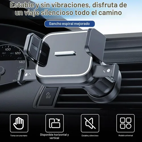 Vista 2 de Soporte de teléfono para ventilación de automóvil, con bloqueo de una tecla, clip de extensión universal para automóvil, nunca bloquea
