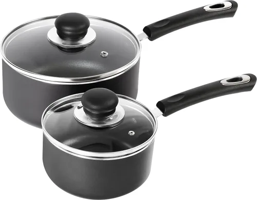 Vista 10 de Utopia Kitchen Juego de cacerolas antiadherentes con tapa, juego de ollas multiusos de 1 cuarto y 2 cuartos de galón, uso para el hogar, cocina