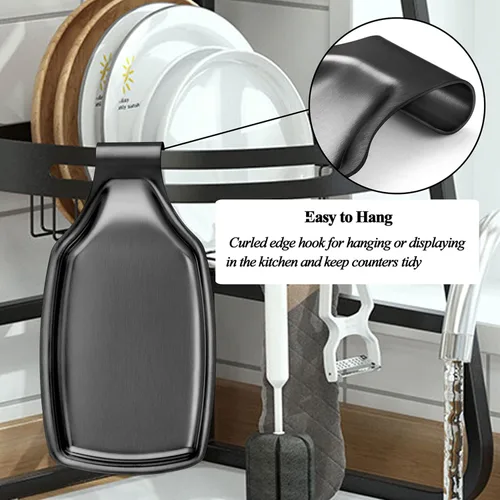 Vista 7 de LIANYU Soporte de cuchara negro para encimera de cocina, cuchara de acero inoxidable para estufa, soporte para utensilios de espátula con parte