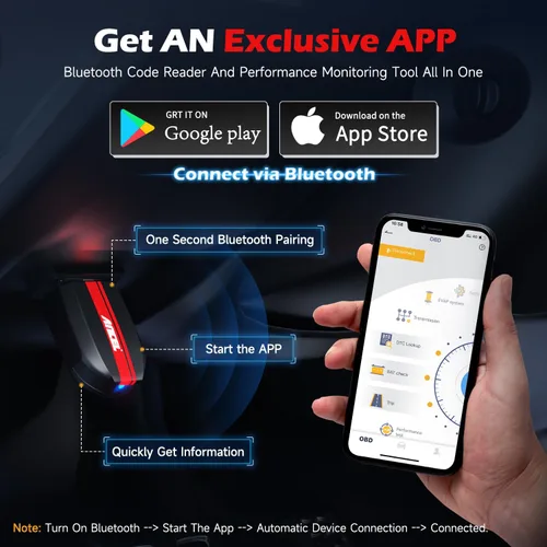 Vista 4 de ANCEL Escáner BD200 OBD2 Bluetooth - Lector de código y herramientas de escaneo de diagnóstico del motor con prueba de batería de automóvil
