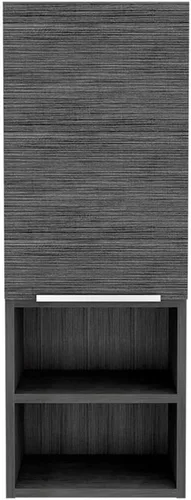 Vista 15 de Tuhome Mila - Botiquín de baño montado en la pared con almacenamiento abierto y cerrado, wengué negro