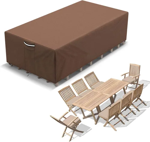 Vista 9 de Fundas para muebles de patio impermeables, resistentes 600D, fundas para muebles de exterior para sofá seccional exterior, resistente al desgarro