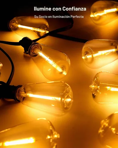 Vista 9 de Tira de luces LED para patio, 50 pies, IP65, impermeable, ST38, conectable, regulable
