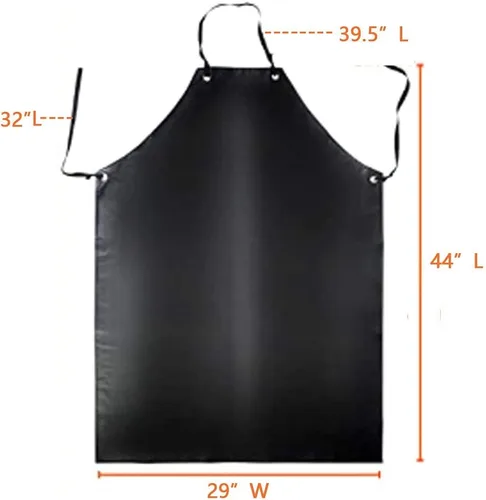 Vista 7 de K Y KANGYUN Delantal de vinilo de goma impermeable negro - 43Hx29W pulgadas ajustable largo negro ligero