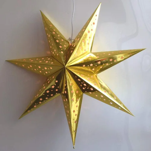 Vista 2 de Increíbles faroles de papel de primera, estilo estrella para decorar