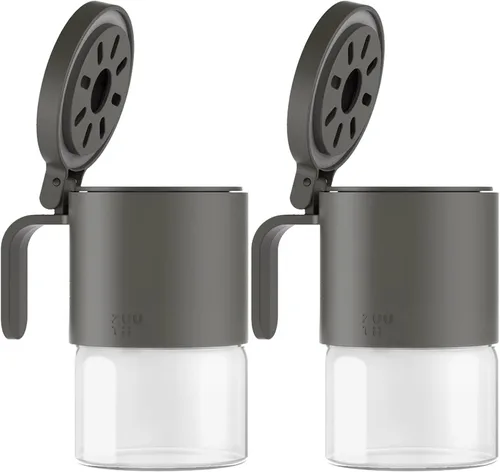 Vista 13 de Zuutii Tarros de vidrio para especias a prueba de humedad con cucharas, juego de 2 botellas de especias de 10 onzas / 10.1 fl oz, mini tarros