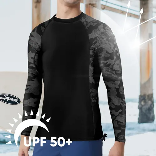 Vista 3 de MXDC SPORT Camisas de manga larga para hombre, protección solar UV UPF 50+, secado rápido, protección solar UV