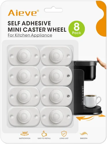 Vista 8 de Aieve Rodillos para electrodomésticos, paquete de 8 deslizadores de electrodomésticos pequeños, ruedas giratorias autoadhesivas, mini ruedas