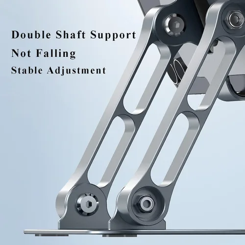 Vista 5 de Sokelinn-six Soporte para tablet de aluminio, soporte de doble varilla ajustable plegable para tablet para escritorio, compatible con teléfono
