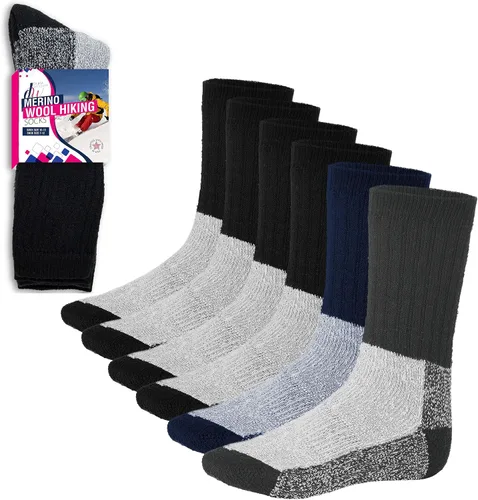 Vista 2 de Debra Weitzner - 6 pares de medias de invierno de lana merino para hombres y mujeres, medias gruesas cálidas y atléticas