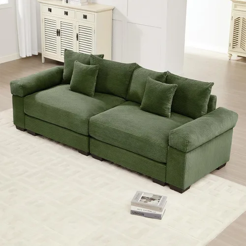 Vista 63 de ODUSE-DAILY Sofá modular de gran tamaño de 117.3 pulgadas, sofás modulares grandes de pana para sala de estar, sofás de 3 plazas, moderno juego