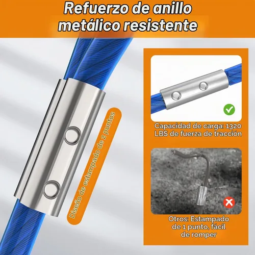 Vista 5 de Tresbro Cable de amarre para perro de 10 pies con resorte, cadenas de amarre que absorben los golpes para exteriores disponibles en Azul