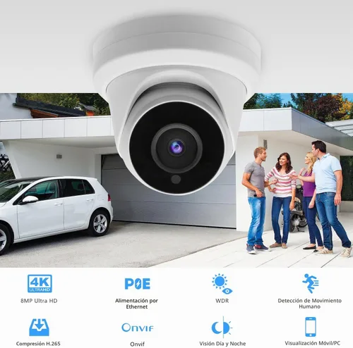 Vista 2 de Cámara de torreta IP PoE de 5MP para exteriores, cámara domo