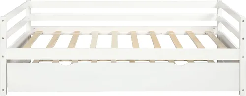 Vista 4 de Harper & Bright Designs Sofá cama convertible de tamaño individual con nido, juego de marco de metal que ahorra espacio en acabado blanco nítido