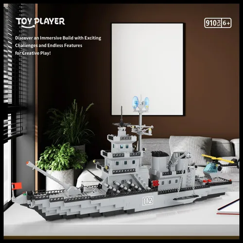 Vista 2 de WW2 - Juego de bloques de construcción de acorazado militar, juguete Tp12