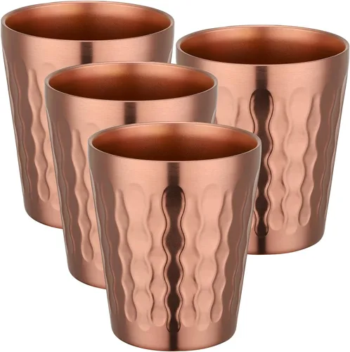 Vista 20 de Beasea Vaso aislado de acero inoxidable, juego de 4 vasos de acero inoxidable dorado de 10 onzas, vasos apilables de metal de doble pared