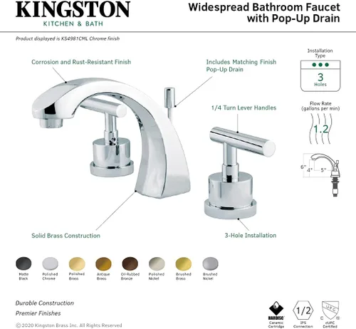 Vista 5 de Kingston KS4980CML - Grifo de baño generalizado, color negro mate
