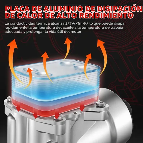Vista 5 de Actualización de aluminio 03L115389C enfriador de aceite del motor para Volkswagen VW Golf Tiguan EOS Passat Seat Altea Audi A3 Q3 A4 Skoda, #OE