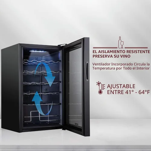 Vista 3 de Schmecke - Refrigerador de vino con compresor de 24 botellas con cerradura Gran bodega independiente Refrigerador de vino digital 41f-64f