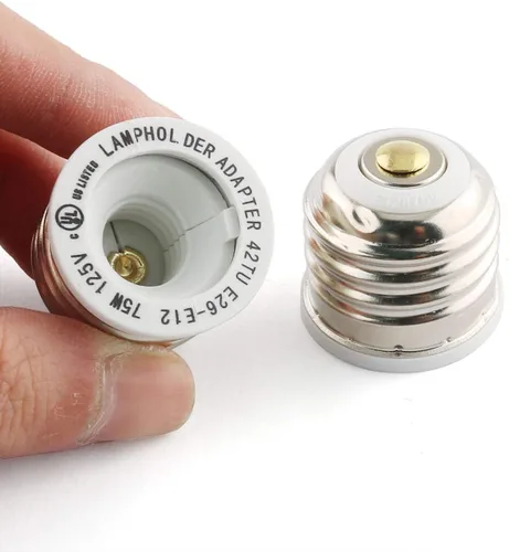 Vista 2 de E-outstanding Adaptador E26 a E12, 3 unidades, 12 V, 10 A, E26 a E12, resistente al calor, base de lámpara, portalámparas, convertidor, adaptador