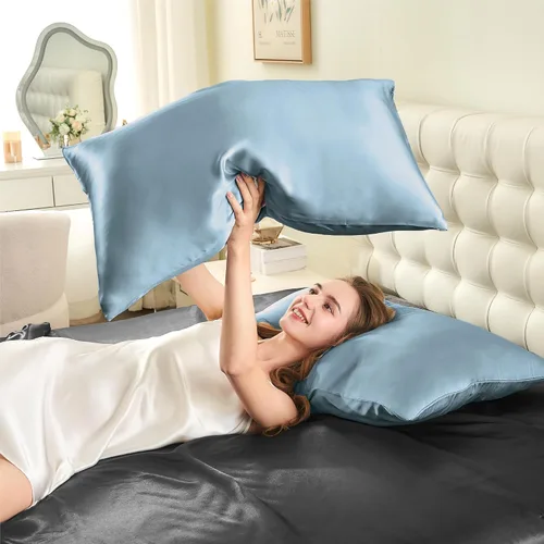 Vista 8 de INFIIXSO Funda de almohada de seda de morera, para cabello y piel, tamaño estándar, cremallera oculta, 20 x 26 pulgadas, suave y refrescante