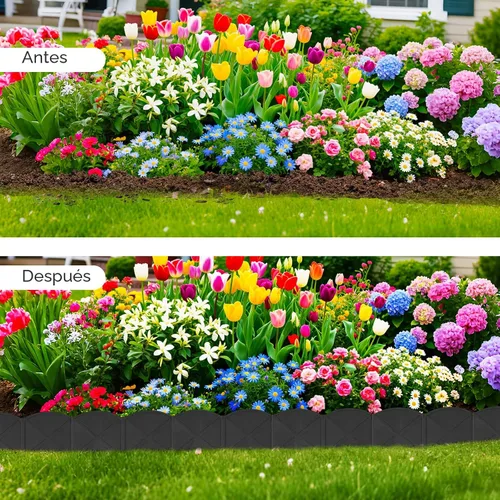 Vista 7 de Borde de Jardín Negro de 20 Pies, Borde de Paisajismo de 6 Pulgadas de Alto con 20 Piezas de Estacas de Jardín de 7.8 Pulgadas de Altura, Borde
