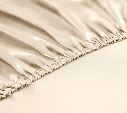 Vista 5 de MILVOWOC Sábana bajera de satén tamaño individual, color beige, 1 pieza Fitted Sheet Only, Soft Bottom, Thick Sheet, 1 Piece
