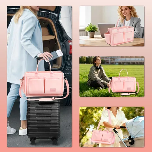 Vista 3 de Bolso de lona para mujer con bolsillos, bolso cruzado para portátil de trabajo, bolso de hombro para todo lo demás, bolso de lona para todos