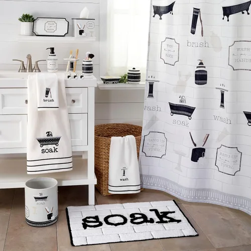 Vista 2 de Avanti Linens - Juego de 2 toallas para los dedos, algodón suave y absorbente, colección de iconos (Bath Icons)