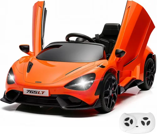Vista 10 de Automóvil de paseo para niños con licencia McLaren 765LT para niños de 3 a 6 años, vehículo eléctrico con batería de 12 V, con control remoto