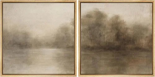 Vista 66 de SIGNFORD Impresión en Lienzo Enmarcado Arte de Pared Art Nouveau Lago de Cisnes Elegantes Ilustraciones de Aves Acuáticas Moderno Boho Naturaleza
