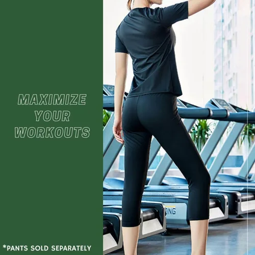 Vista 3 de Nano Hertz Traje de sauna para sudar y perder peso, faja moldeadora para entrenamiento de cintura, entrenamiento, ejercicio, camisa de manga corta