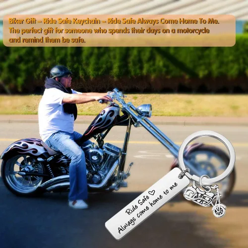 Vista 7 de Llavero de regalo para motociclista, siempre viene a casa, regalo para marido, hijo, familia, amigo, día de San Valentín, llaveros para novio, papá