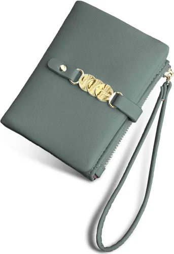 Vista 6 de TOPKULL Carteras para mujer, pequeñas Rfid, plegables, monedero para tarjetas y monedas con correa de muñeca
