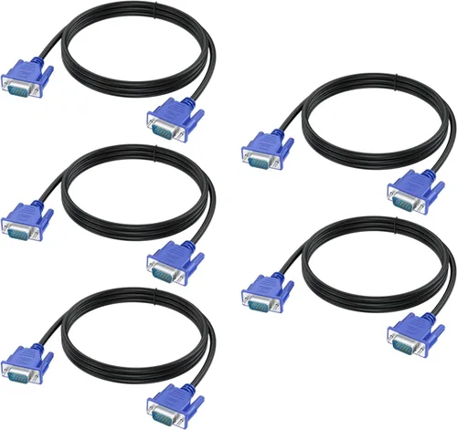 Vista 9 de Cable VGA a VGA de 6 pies, VGA a VGA para monitor de computadora, cable de computadora 1080P Full HD macho a macho, cable blindado HD15, cable