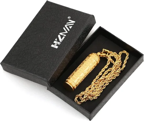 Vista 7 de HZMAN Colgante de budismo tibetano chapado en oro de 14 quilates para hombres y mujeres, collar de amuleto de Buda riendo, Latón, No es una piedra