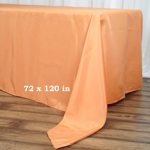 Vista 2 de TABLECLOTHSFACTORY Manteles rectangulares de poliéster naranja de 72 x 120 pulgadas.