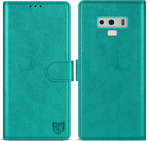 Vista 12 de ZZXX Funda tipo cartera para Samsung Galaxy Note 9 con bloqueo RFID, ranura para tarjetas, función atril, cierre magnético, funda protectora de Negro