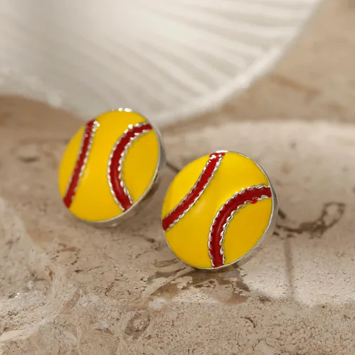 Vista 3 de RUOFFETA Aretes colgantes de pelota deportiva, aretes de fútbol, aretes de baloncesto, aretes de voleibol de béisbol, para mujer, regalo