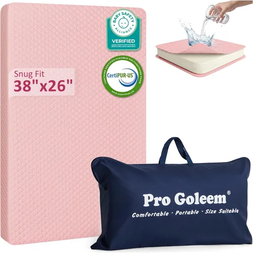 Vista 14 de Pro Goleem Colchón de moisés 30x15 ovalado, almohadilla de repuesto impermeable para bebé, inserto de espuma de apoyo firme con funda de viscosa