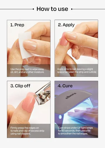 Vista 7 de ohora Tiras de uñas de gel semicuradas (N Glazed Donut), rango de tamaño extendido, funciona con cualquier lámpara, calidad de salón, larga