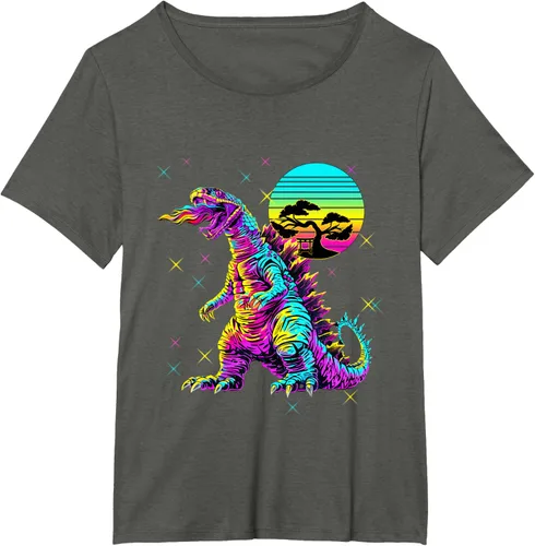 Vista 34 de Cool Streetwear synthwave 80s 90s retro anime snakezilla camiseta, Negro