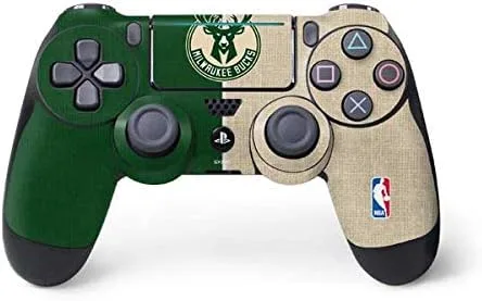 Vista 7 de Skinit Calcomanía para juegos compatible con PS4 Pro/Slim Controller, con licencia oficial de la NBA Milwaukee Bucks Animal Print Black Design