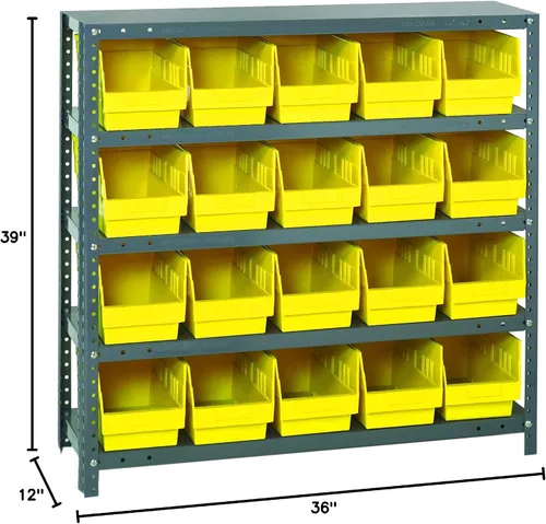 Vista 286 de Quantum QSBU-245BK Heavy Duty Shelving Unit with (7) Shelves and (24) QUS245 Black Bins for Garage Warehouse Storage Distribution 400 lb Load