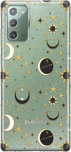 Vista 5 de Funda de teléfono compatible con Samsung Galaxy S25 S24 S23 Ultra S22 Plus S21 FE S20 Note 20 Stars Celestial Magic TPU Crescent Moon Protector
