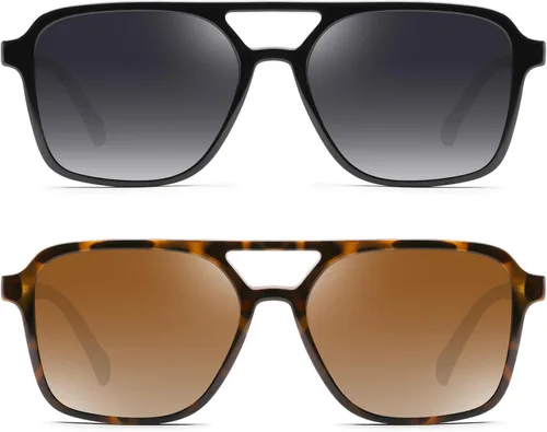 Vista 3 de GRFISIA Retro Aviator Sunglasses for Women Men Square Frame Rectangle Trendy Sun Glasses