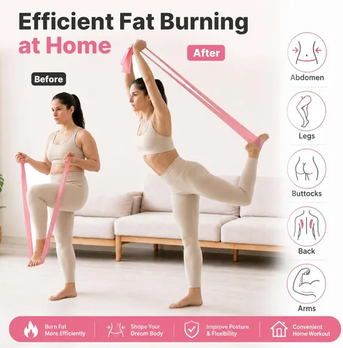 Vista 2 de Kit de pilates para entrenamientos en casa - Juego de equipo de pilates de Conjunto de Pilates Rosa