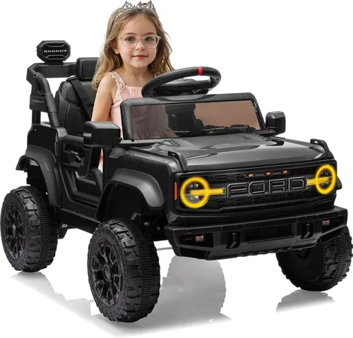 Vista 8 de YOFE Juguete de batería de 12V para niños, Ford Bronco Raptor Coche eléctrico para niños con control remoto para padres, camioneta con batería